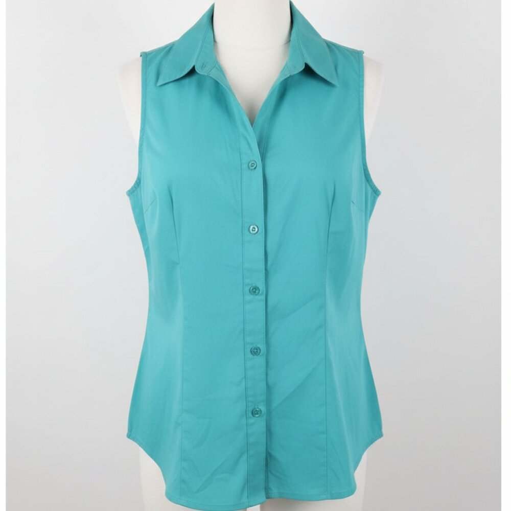 Covington Women's Business Casual Teal Button Dow… - image 1